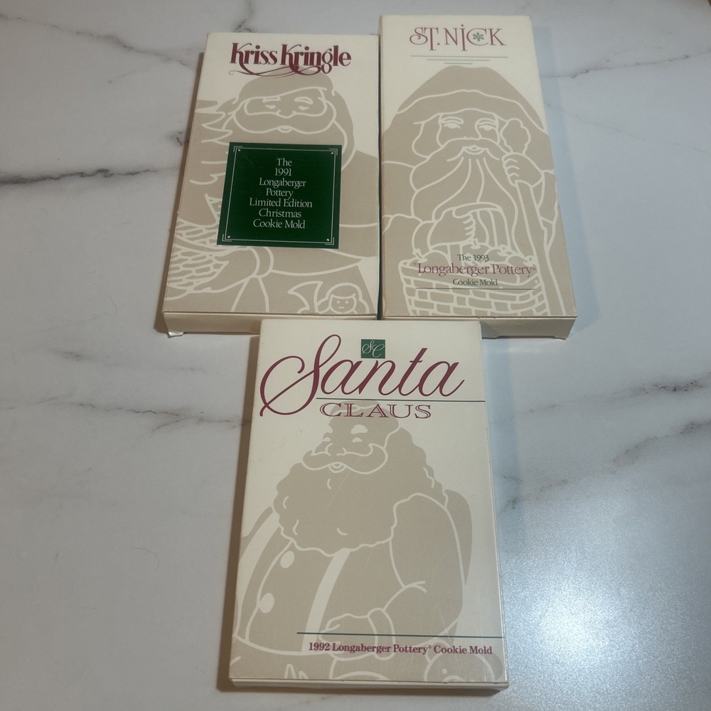 3Longaberger Cookie Mold Father‎ St Nick Kriss Kringle Christmas Santa